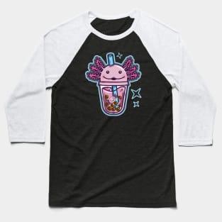 Axolotl bubble tea blue and pink Baseball T-Shirt